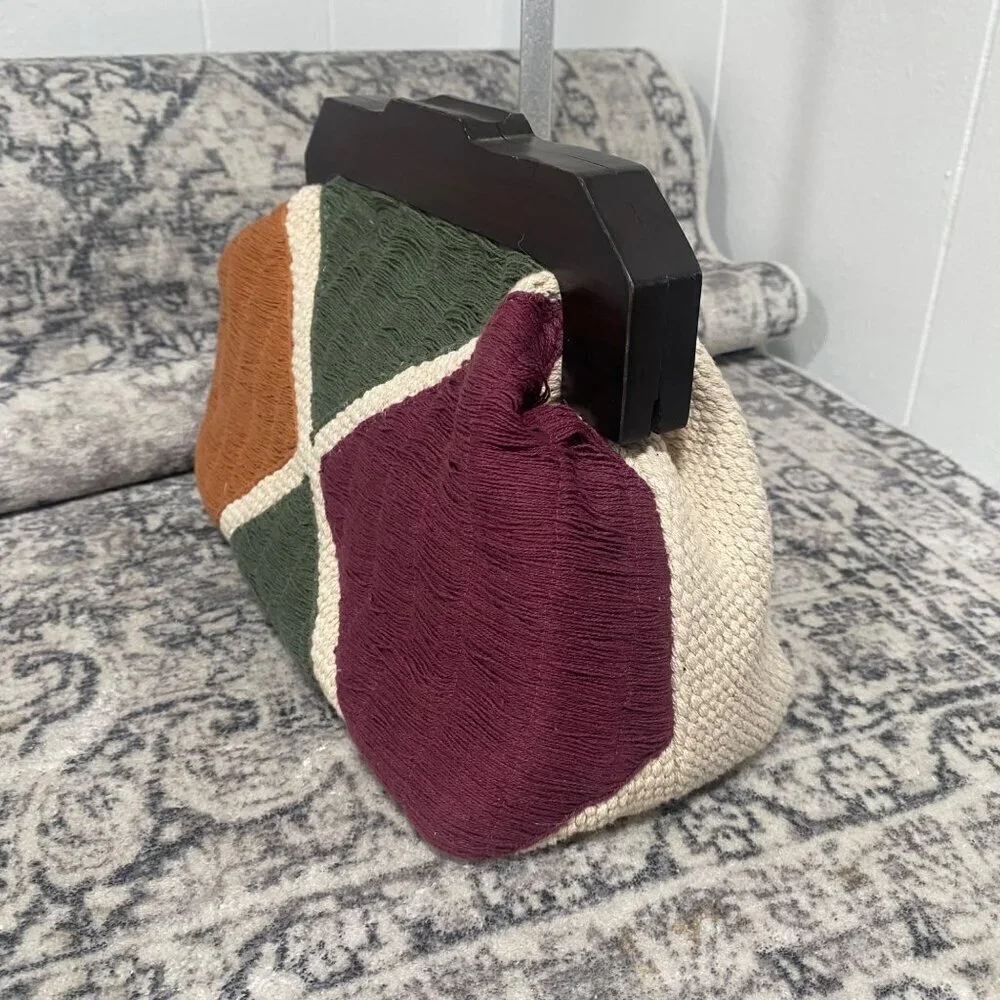 NEW Zara Multicoloured Geometric Knit design Clutch Bag